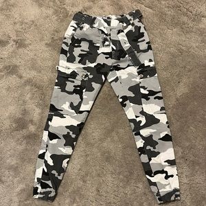 Black, White and Gray Camo Cargo Pants from Rue21